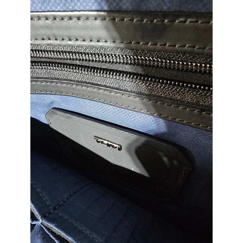 Tumi Briefcase Ashton Collins Zip Coated Canvas Textured Grey Laptop Case